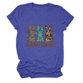Détail de silhouettes de lapin de Pâques style western sur t-shirt bleu chiné avec texte - S / Bleu Vintage