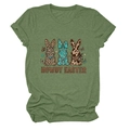 Détail du t-shirt vert olive avec motifs de lapins Howdy Easter et col rond classique - S / Vert olive
