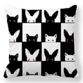 Easter rabbit and cat checkered peach skin pillowcase in minimalist black and white - 18x18 Inch / Black White Checkerboard Animals