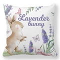 Easter peach skin pillowcase featuring a cartoon bunny and lavender floral print - 18x18 Inch / Lavender Bunny with Ribbons (24)