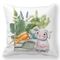 Federa Happy Easter con motivo a acquerello di coniglio e fiori decorativi - Coniglio di Pasqua e Fiori (36)