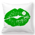Federa bianca per San Patrizio con stampa di labbra e quadrifoglio portafortuna - Trifoglio Labbro Verde (Style-6)