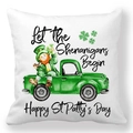 Dettaglio federa per cuscino San Patrizio con leprechaun su un camioncino verde - Camion Shenanigans (Style-12)