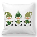 Dettaglio fodera cuscino San Patrizio con tre gnomi e quadrifogli verdi - Trio di Gnomi (Style-14)