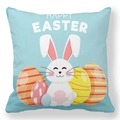 Γαλάζια θήκη μαξιλαριού Happy Easter με χαριτωμένο κουνέλι και πολύχρωμα αυγά - Στυλ με Μπλε Κάρτουν Κουνέλι και Αυγό (37)