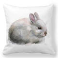 Easter decorative pillow case with cute watercolor bunny on white fabric - 18x18 Inch / Gray Artistic Hand-Drawn Bunny (20)