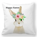 Happy Easter peach skin pillowcase with watercolor floral bunny and greeting text - 18x18 Inch / Watercolor Wreath Rabbit Happy Easter (39)