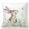 Easter peach skin pillowcase with watercolor bunny and butterfly pattern on white base - 18x18 Inch / Watercolor Hare and Butterfly (28)