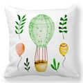 Oster-Kissenhülle aus Pfirsichhaut mit grünem Heißluftballon und Blumenaquarell - 45x45cm / Grüner Heißluftballon Pflanzen (28)