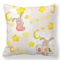 Detail of soft peach skin pillowcase with cute bunny, stars and moon illustration - 45x45cm / Star Moon Cartoon Bunny (3)