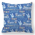 Detail of square Easter pillowcase featuring cartoon rabbit and starry pattern in deep blue - 45x45cm / Blue Background Cartoon Bunny (6)