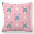 Easter peach skin pillowcase with cute bunny and striped egg pattern on pink background - 18x18 Inch / Pink Bunny Egg (1)