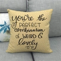 Yellow linen throw pillow with white polka dots and artistic text on a gray sofa - Yellow Polka Dot English Typography Style (2) / 45x45cm