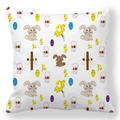 Detail of Easter peach skin pillowcase with bunnies, eggs and cross patterns - 18x18 Inch / Cross Bunny Egg (12)