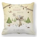 Close-up of Christmas rabbit pattern and text on peach skin fabric pillowcase - 18x18 Inch / Pattern 12 (Christmas Daughter Blessing Rabbit)