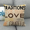 Linen pillow cover with vintage letter print on a sofa for home decoration - Thanksgiving Family Theme English Typography Style (5) / 45x45cm