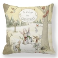 Detailed fabric texture of Easter peach skin pillowcase with rabbit and egg pattern - 18x18 Inch / Pattern 13 (Christmas Bunny Preparing Stocking)