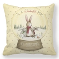 Detail of Happy Easter bunny and egg cushion cover with festive heart pattern fabric - 18x18 Inch / Pattern 14 (Christmas Mum Blessing Globe)