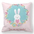 Rosa Kissenbezug mit niedlichem Hasen-Motiv und You are my sweetie Aufschrift - 45x45cm / Rosa Hase You Are My Sweetie (30)