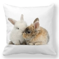Easter rabbit peach skin pillowcase featuring two realistic bunnies on white fabric - 18x18 Inch / Realistic Pair of Pet Bunnies (33)