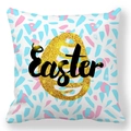 Easter peach skin pillowcase featuring golden glitter egg and artistic brush strokes - 18x18 Inch / Gold Glitter Easter Egg (30)