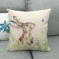 Detailed texture of linen pillowcase featuring watercolor brown rabbit and butterfly - Wild Rabbit and Butterfly (5)