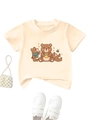 T-shirt beige pour enfants avec ours, assorti à des chaussures et un petit sac en perles - 90cm / Abricot