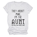 Close-up of white cotton t-shirt with black Aunt slogan print and ribbed crew neck - S / Sand (Black Font)