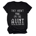 Close-up of black cotton T-shirt with rolled sleeves and white slogan print for aunts - S / Black (White Font)