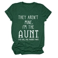Detail of dark green crew neck T-shirt with white 'I'M THE AUNT' graphic print - S / Retro Green (White Font)