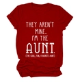 Detail of white slogan print on deep red cotton crew neck T-shirt for aunts - S / Red (White Font)