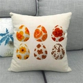 Detail of linen pillowcase featuring six Easter eggs with floral patterns on a sofa - 18x18 Inch / Six Botanical Texture Eggs (6)