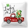 Fodera per cuscino San Patrizio con camion rosso e motivo Lucky in Love bianco - Camion Rosso Lucky Love (Style-40)