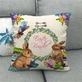Detailed texture of linen Easter pillowcase with rabbit prints and hidden zipper detail - Easter Bundle (18)