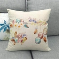 Detailed texture of linen Easter cushion cover with watercolor egg and floral patterns - 18x18 Inch / Feather Eggs Botanical (12)
