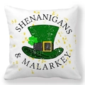 Federa per cuscino San Patrizio con cappello verde e scritte Shenanigans decorative - Shenanigans & Malarkey (Style-34)