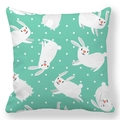 Easter bunny and dots pattern on mint peach skin throw pillow case cover - 18x18 Inch / Mint Green Polka Dot Rabbit (36)