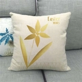 Federa in lino auguri di Pasqua con stampa floreale dorata su tessuto beige - Auguri di Pasqua Fiore Oro Beige (20)