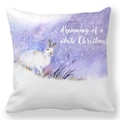 Easter rabbit peach skin throw pillowcase featuring watercolor bunny and winter snow scene - 18x18 Inch / Pattern 37 (Watercolor Snow Rabbit)