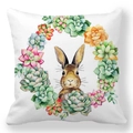 Square peach skin pillowcase with watercolor bunny and succulent wreath pattern - Succulent Bunny Wreath (34)