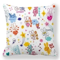 Easter rabbit and egg decorative square pillowcase with colorful doodle pattern - 45x45cm / Graffiti Style Bunny (40)