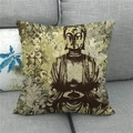 Fodera per cuscino in lino con ritratto di Buddha su divano grigio decorazione - Stile Buddha Artistico Chiazziato Retro (15)