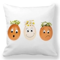 Paaskussenhoes van perzikhuid met schattige antropomorfe eierprints - 45cmx45cm / Gepersonaliseerde Expressie Eieren Stijl (24)