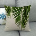 Close-up of linen pillowcase featuring detailed green tropical palm leaf print on a sofa - Pattern 3(3) / 18x18 Inch