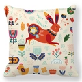 Easter rabbit peach skin pillowcase with red bunny and bohemian folk art floral pattern - 45x45cm / Bohemian Red Bunny (22)