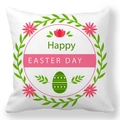 White peach skin pillowcase with floral wreath and Happy Easter Day printing - 18x18 Inch / Happy Easter Day Wreath (25)