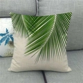 Close-up of tropical palm leaf print on textured linen fabric cushion cover - Pattern 9 (9) / 18x18 Inch