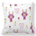Easter peach skin pillowcase with purple bunny and Bunny Loves You print pattern - 45x45cm / Purple Cartoon Bunny (23)