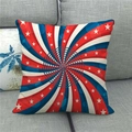 Sternenmuster Leinen Kissenbezug auf grauem Sofa mit rot weiß blauem radialem Design - 45x45cm / Strahlenförmiges Sternstreifenmuster (1)