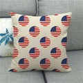 Close-up of linen pillowcase with American flag circles on a gray fabric sofa - 45x45cm / Round American Flag Pattern (6)